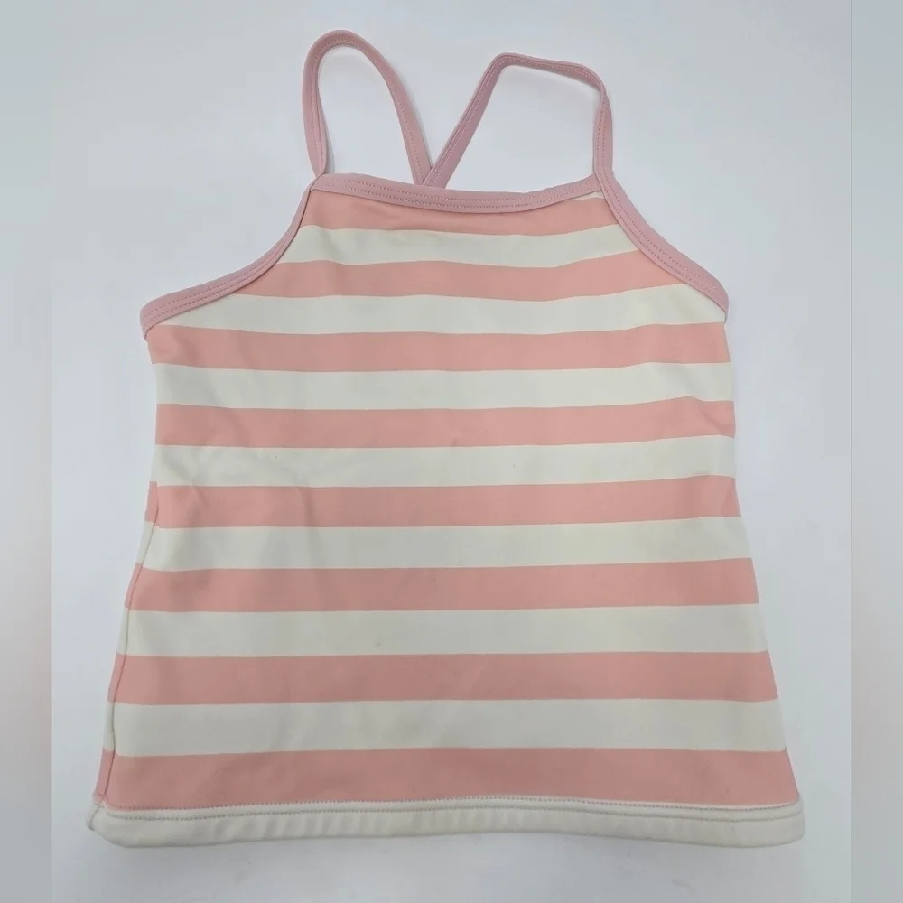 HANNA ANDERSSON LOT OF 2 BATHING SUIT TOPS TANKINI SWIM PINK STRIPE BLUE GIRLS 8